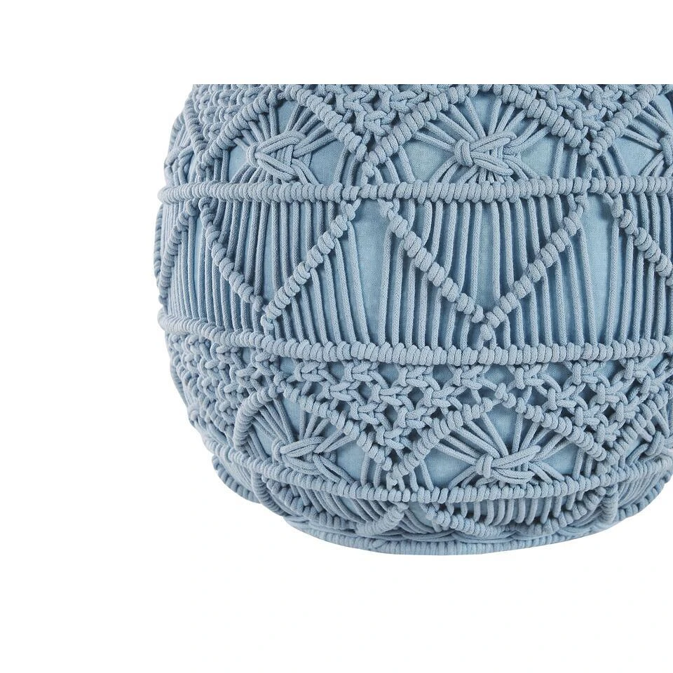 Beliani Poef KAYSERI - Blauw Katoen 4 Beliani Poef KAYSERI - Blauw Katoen - Afbeelding 4