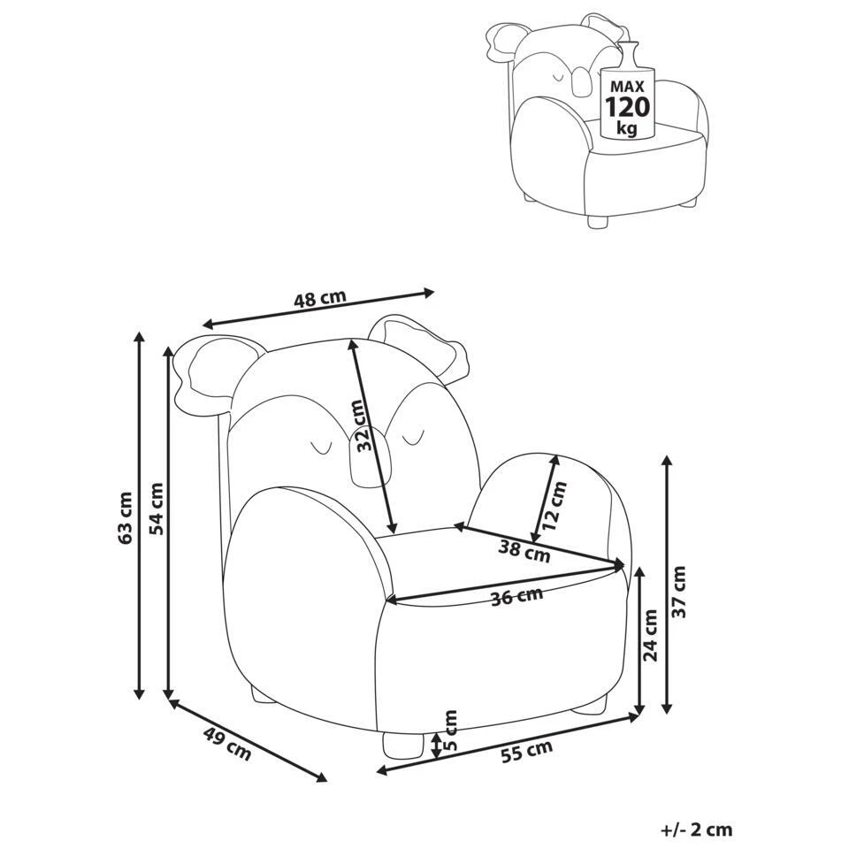 HERVIK - Kinderfauteuil - Taupe - Polyester 3 HERVIK - Kinderfauteuil - Taupe - Polyester - Afbeelding 3