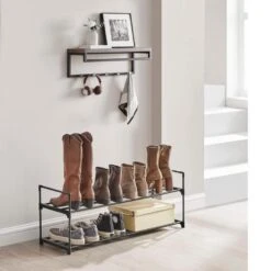 Schoenenrek - Stapelbaar - 2 Niveaus - 92x33x30 Cm - Zwart -Leenbakker Winkel 02abc3f69bb94fbea8cc57e2201340ef