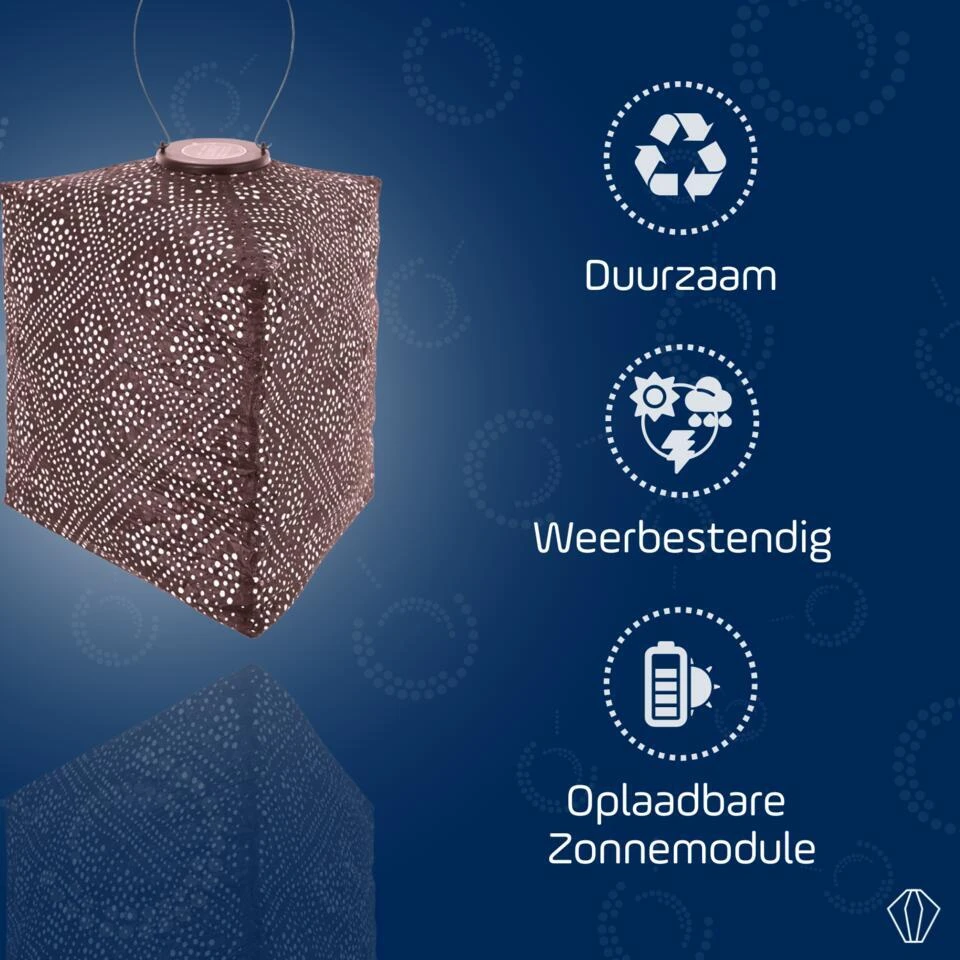 LUMIZ Solar Lampion Topaze Triangle - 28 Cm - Plum 5 LUMIZ Solar Lampion Topaze Triangle - 28 Cm - Plum - Afbeelding 5