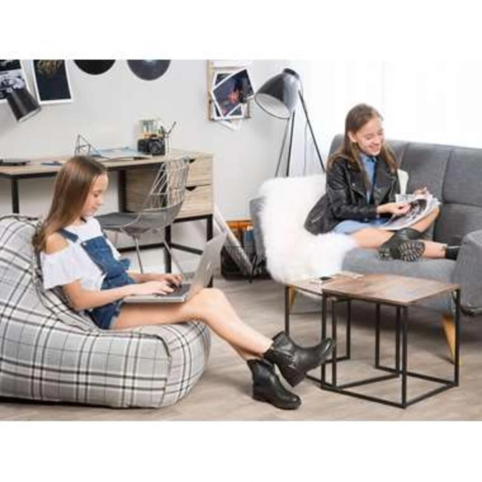 Beliani Zitzak DROP LINEN - Grijs Polyester 2 Beliani Zitzak DROP LINEN - Grijs Polyester - Afbeelding 2