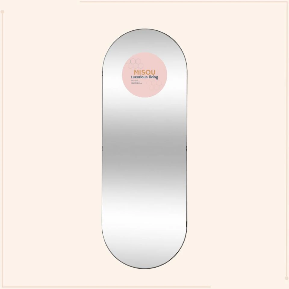 MISOU Spiegel Passpiegel Zwart Ovaal Hangend 112x40cm Glas Spiegels 10 MISOU Spiegel Passpiegel Zwart Ovaal Hangend 112x40cm Glas Spiegels - Afbeelding 10