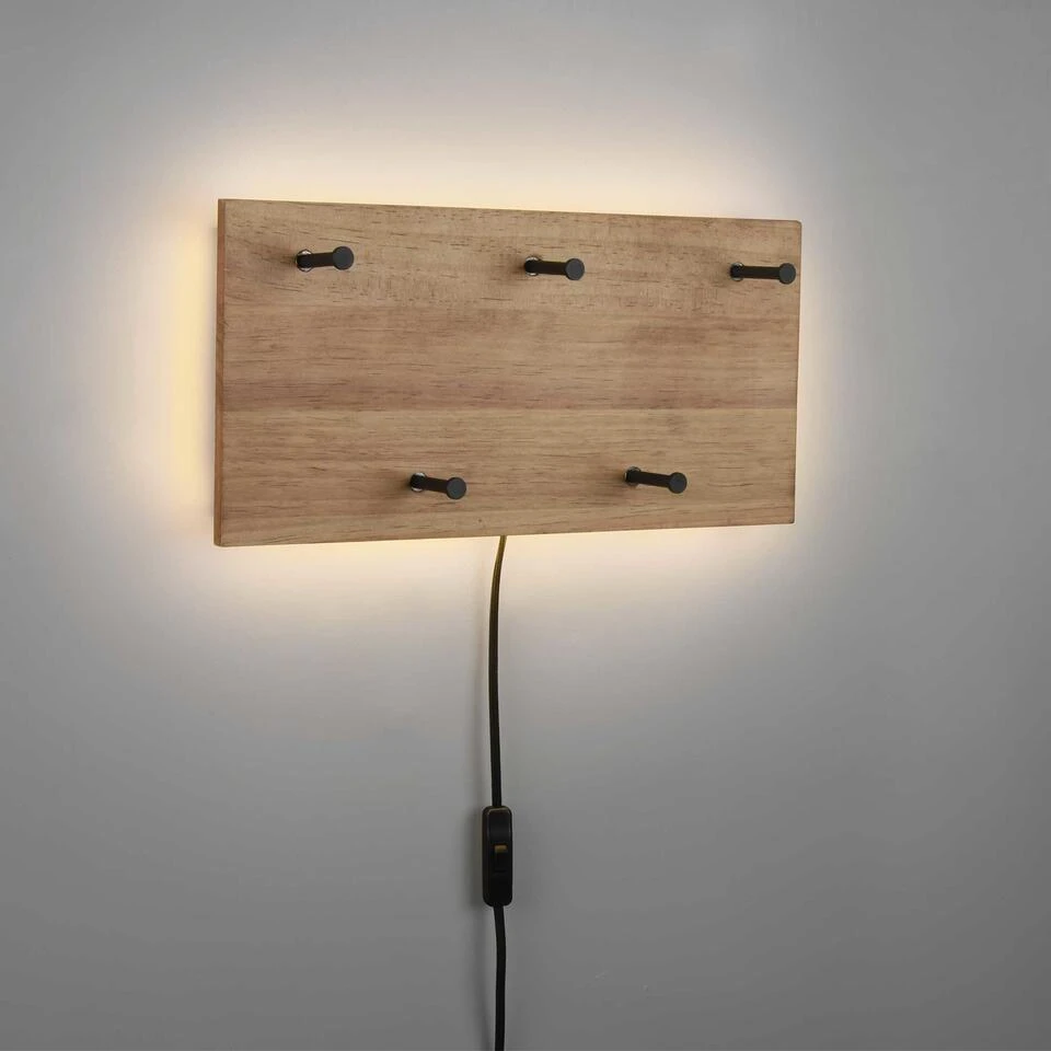 Trio Leuchten Kapstok Romy LED - 40 X 20 Cm - 5 Haken - Hout 3 Trio Leuchten Kapstok Romy LED - 40 X 20 Cm - 5 Haken - Hout - Afbeelding 3