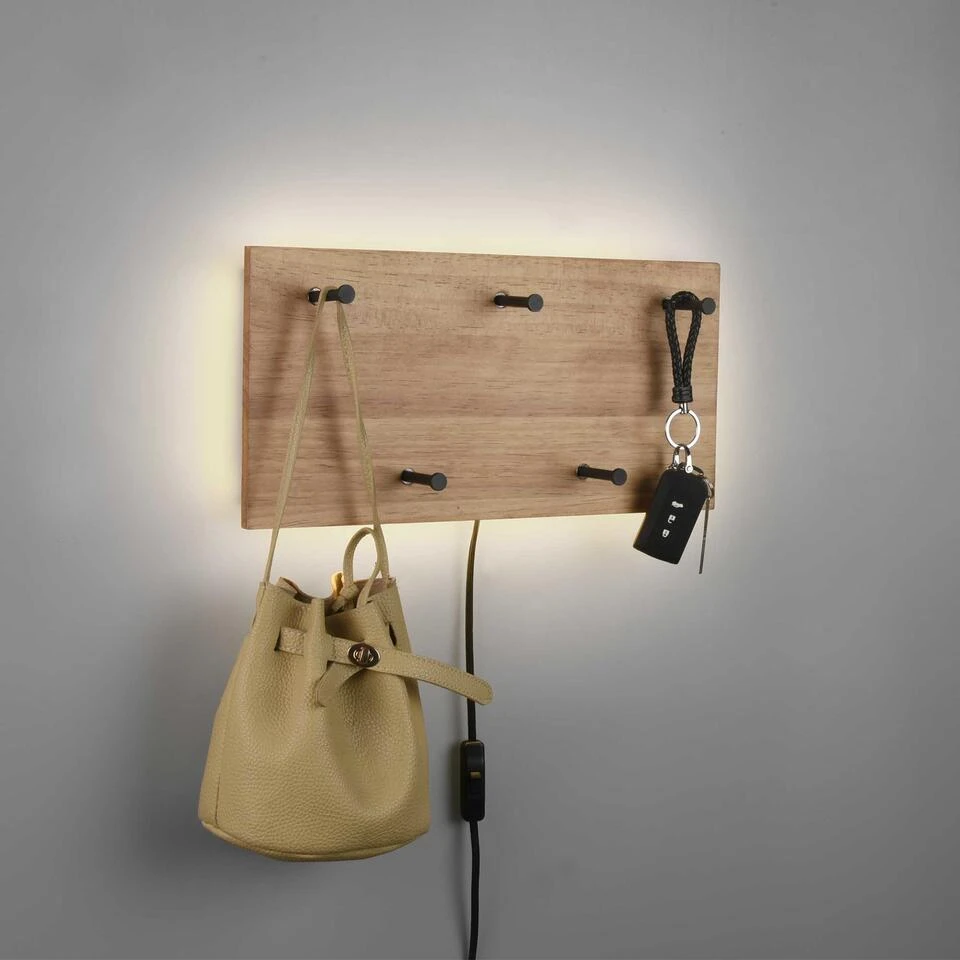 Trio Leuchten Kapstok Romy LED - 40 X 20 Cm - 5 Haken - Hout 1 Trio Leuchten Kapstok Romy LED - 40 X 20 Cm - 5 Haken - Hout