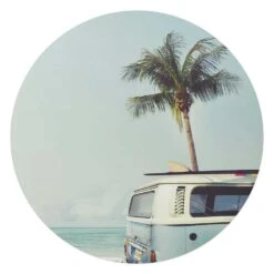 Glasschilderij Summer Vibe Ø 70 Cm Blauw