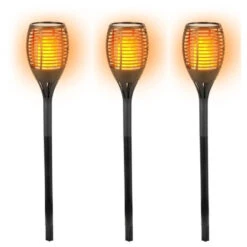 Merkloos Tuinfakkels - 3 Stuks - Solar Tuinverlichting - Vlameffect - 58 Cm