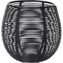 Merkloos Theelicht/waxinelichthouder Metaal Draad - Zwart - D10 Cm