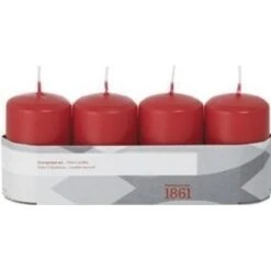 Trend Candles Stompkaarsen - 4 Stuks - Rood - 18 Branduren