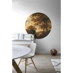ESTAhome Zelfklevende Behangcirkel - Bosrijk Landschap - Oranje - Ø 140 Cm -Leenbakker Winkel 1000013347 0102