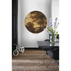 ESTAhome Zelfklevende Behangcirkel - Bosrijk Landschap - Oranje - Ø 140 Cm -Leenbakker Winkel 1000013347 0103