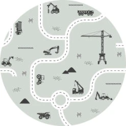 ESTAhome Zelfklevende Behangcirkel - Voertuigen - Vergrijsd Mintgroen - Ø 70 Cm