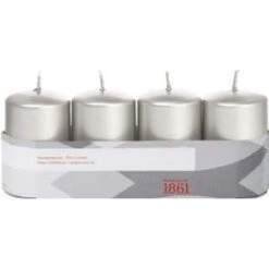 Trend Candles Stompkaarsen - 4 Stuks - Zilver - 18 Branduren