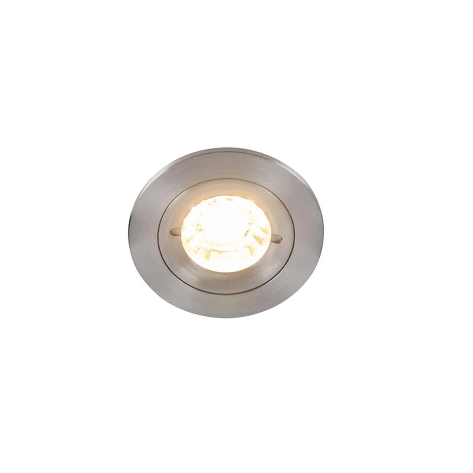 QAZQA Smart Inbouwspot Staal Rond IP44 Incl. Wifi GU10 - Xena 1 QAZQA Smart Inbouwspot Staal Rond IP44 Incl. Wifi GU10 - Xena