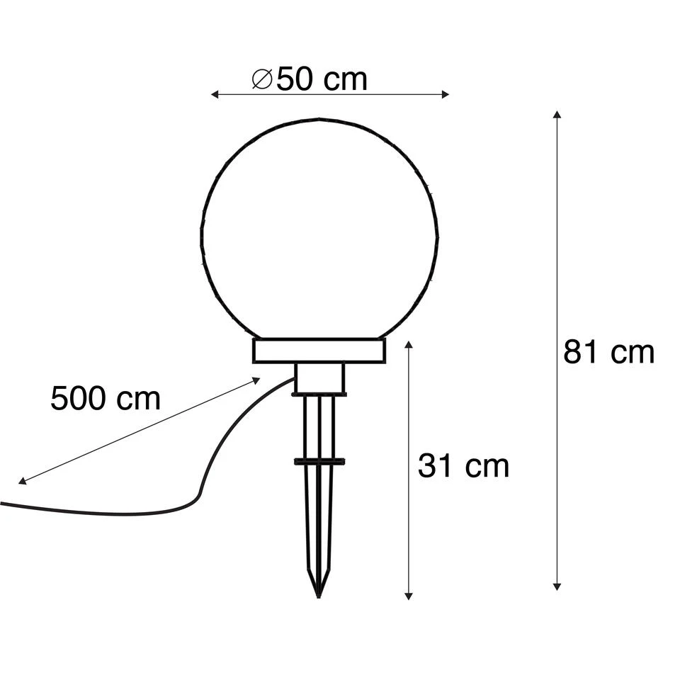 QAZQA Buitenlamp Met Grondpin 50 Cm IP44 - Bol 3 QAZQA Buitenlamp Met Grondpin 50 Cm IP44 - Bol - Afbeelding 3
