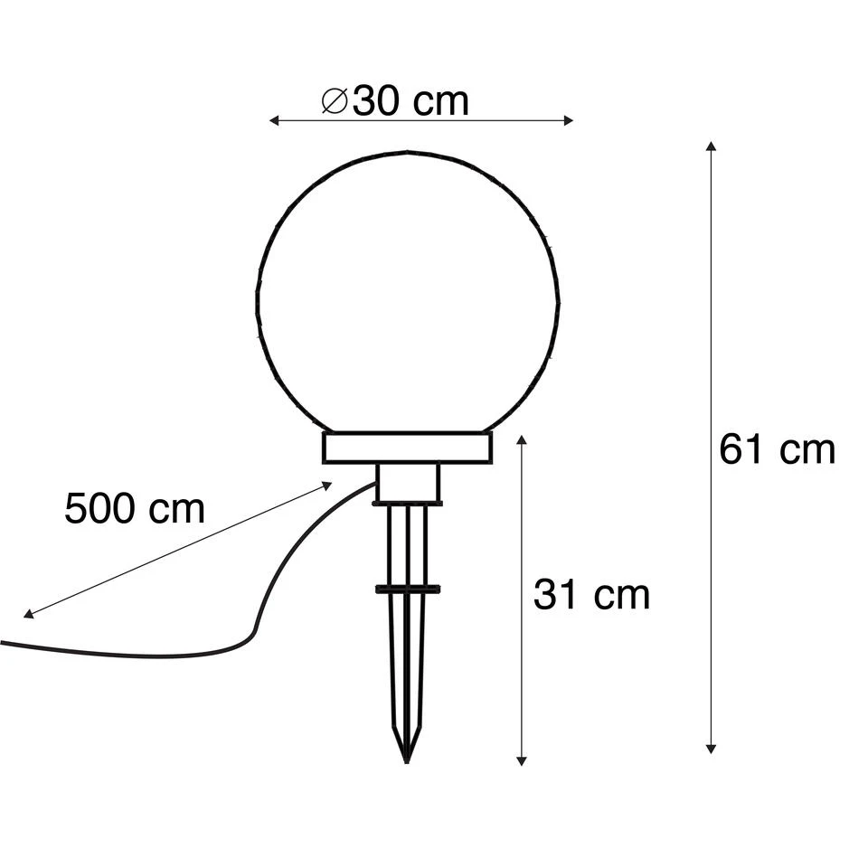 QAZQA Moderne Buitenlamp Met Grondpin 30 Cm IP44 - Bol 2 QAZQA Moderne Buitenlamp Met Grondpin 30 Cm IP44 - Bol - Afbeelding 2