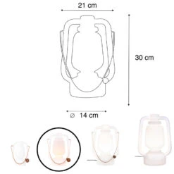 QAZQA Tafellamp Oplaadbaar 30 Cm IP44 Wit - Storm Small -Leenbakker Winkel 1000014991 0102