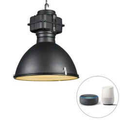 QAZQA Smart IndustriÃ«le Hanglamp Zwart 53 Cm Incl. A60 Wifi - Sicko