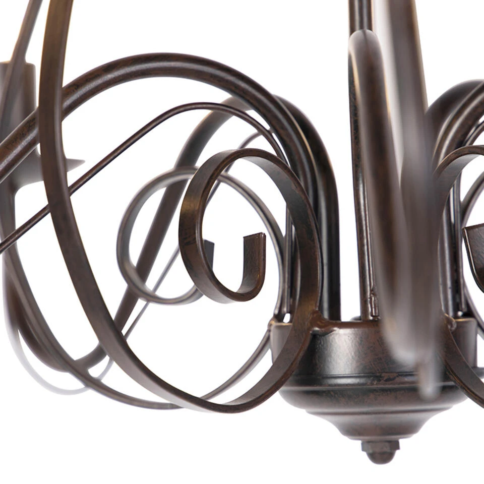 QAZQA Klassieke Kroonluchter Roestbruin 5-lichts - Giuseppe 5 4 QAZQA Klassieke Kroonluchter Roestbruin 5-lichts - Giuseppe 5 - Afbeelding 4