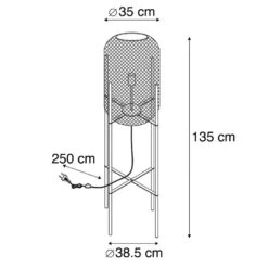 QAZQA Moderne Zwarte Vloerlamp - Bliss Mesh -Leenbakker Winkel 1000015081 0102