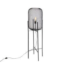 QAZQA Moderne Zwarte Vloerlamp - Bliss Mesh