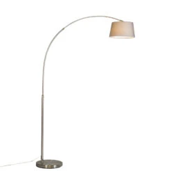 QAZQA Smart Booglamp Staal Kap Grijs Incl. WiFi A60 - Arc Basic