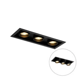 QAZQA Moderne Inbouwspot Zwart Verstelbaar 3-lichts - Roof
