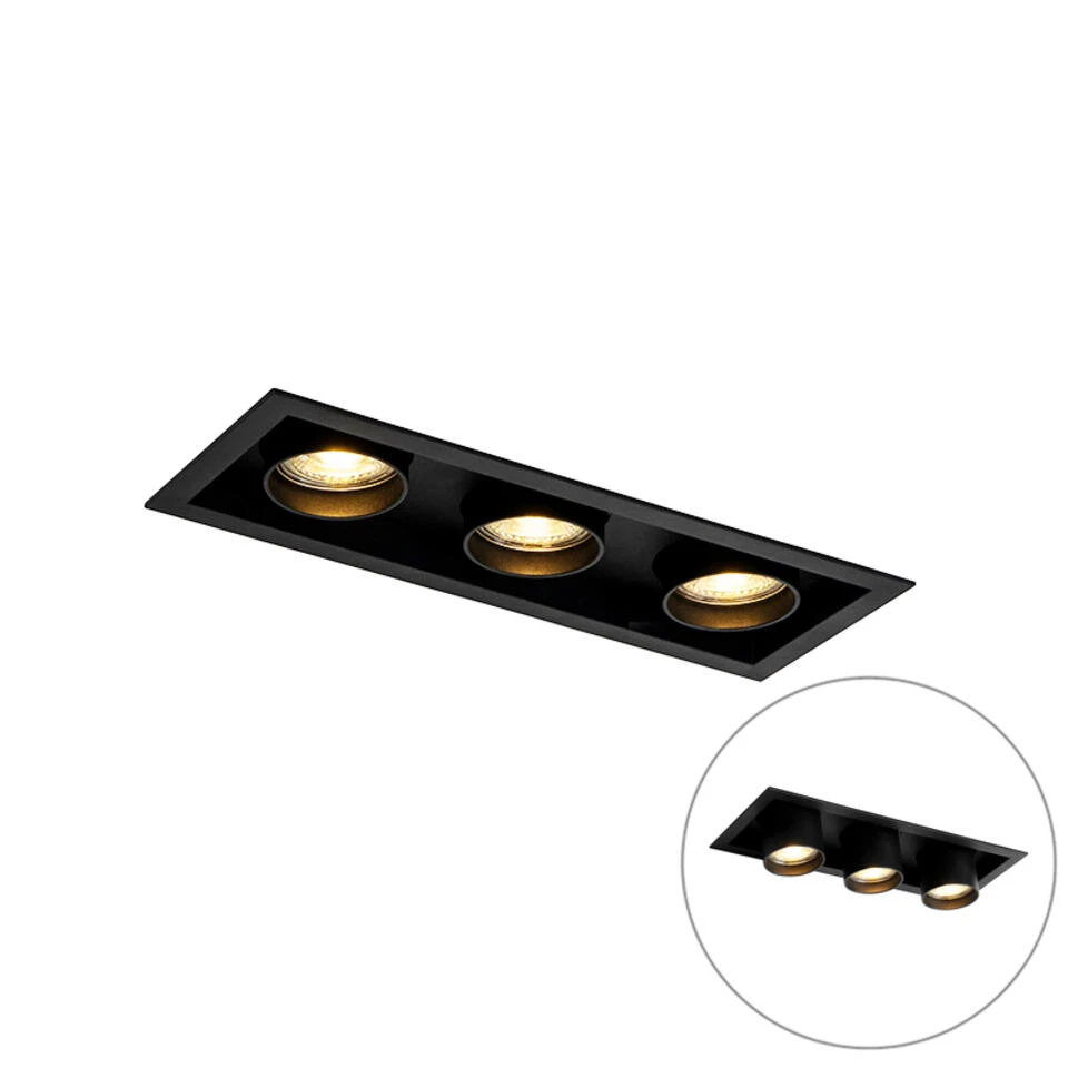 QAZQA Moderne Inbouwspot Zwart Verstelbaar 3-lichts - Roof 1 QAZQA Moderne Inbouwspot Zwart Verstelbaar 3-lichts - Roof