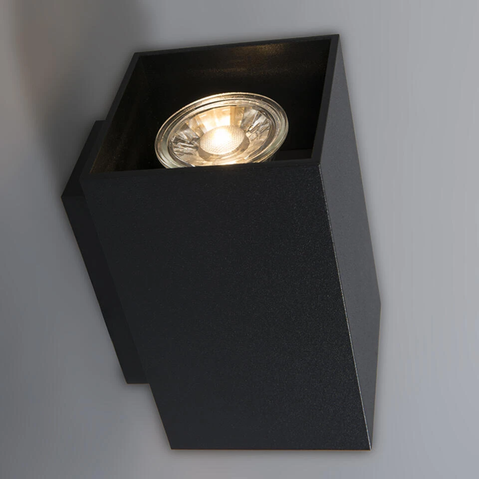 QAZQA Moderne Wandlamp Zwart Vierkant - Sandy 4 QAZQA Moderne Wandlamp Zwart Vierkant - Sandy - Afbeelding 4