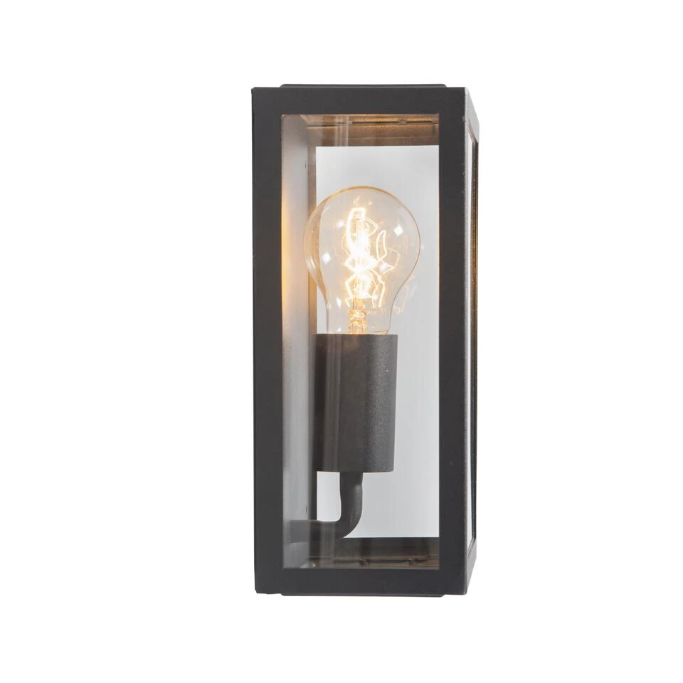 QAZQA Industriële Buitenwandlamp Zwart Met Glas IP44 - Rotterdam 2 2 QAZQA Industriële Buitenwandlamp Zwart Met Glas IP44 - Rotterdam 2 - Afbeelding 2