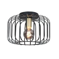 Highlight Plafondlamp Lucca - 1 Lichts - 30 X23 Cm - Zwart