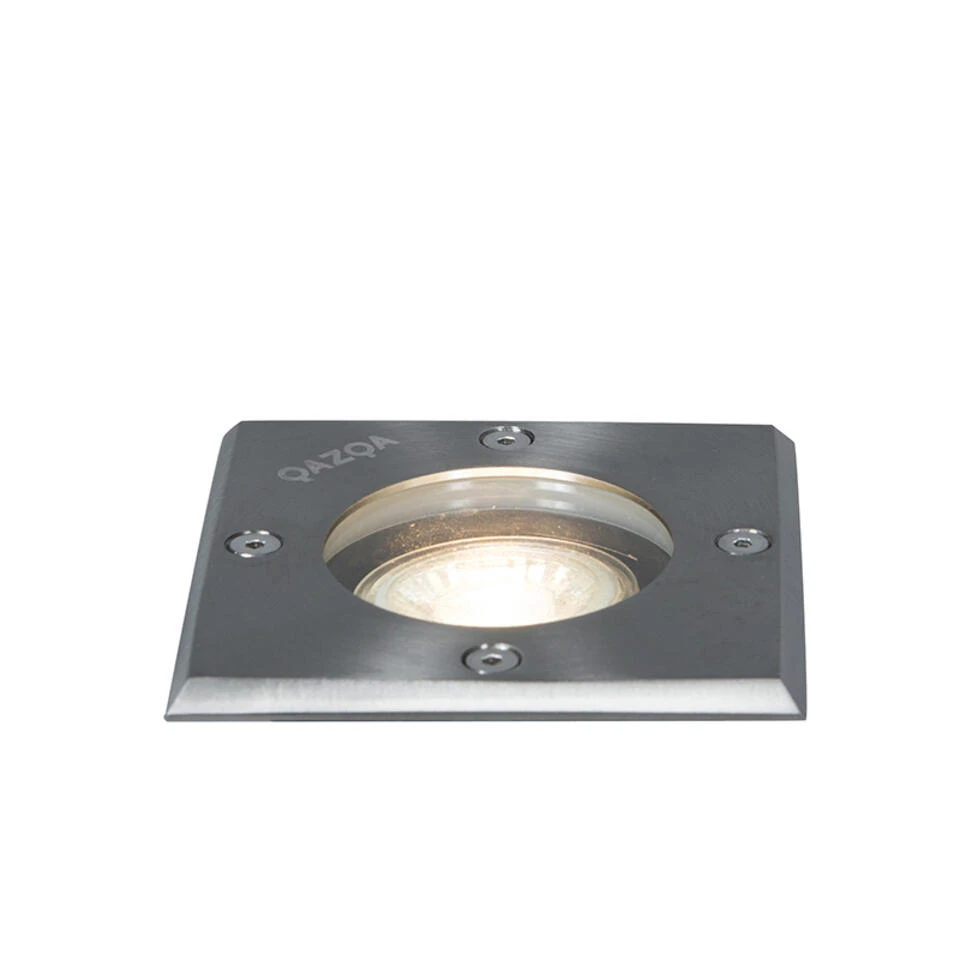 QAZQA Grondspot Staal 10,5 Cm IP65 - Basic Square 1 QAZQA Grondspot Staal 10,5 Cm IP65 - Basic Square