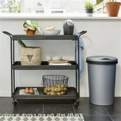 Twinga Prullenbak Met Klepdeksel 45L Metaal Zwart -Leenbakker Winkel 1000017807 0101