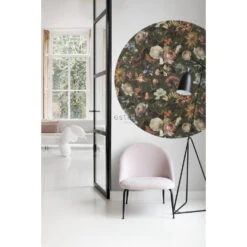 ESTAhome Zelfklevende Behangcirkel - Bloemen - Vergrijsd Olijfgroen - Ø 140 Cm -Leenbakker Winkel 1000018004 0102