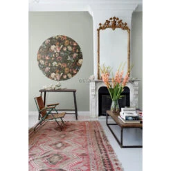 ESTAhome Zelfklevende Behangcirkel - Bloemen - Vergrijsd Olijfgroen - Ø 140 Cm -Leenbakker Winkel 1000018004 0103