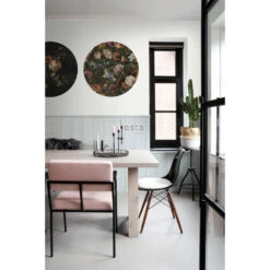 ESTAhome Zelfklevende Behangcirkel - Bloemen - Vergrijsd Olijfgroen - Ø 70 Cm -Leenbakker Winkel 1000018021 0103