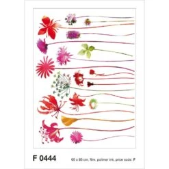 Sanders & Sanders Muursticker - Bloemen - Rood, Groen En Paars - 65 X 85 Cm