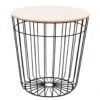 Items Bijzettaffel - Draadmand - Zwart - Metaal En Hout - 39 Cm