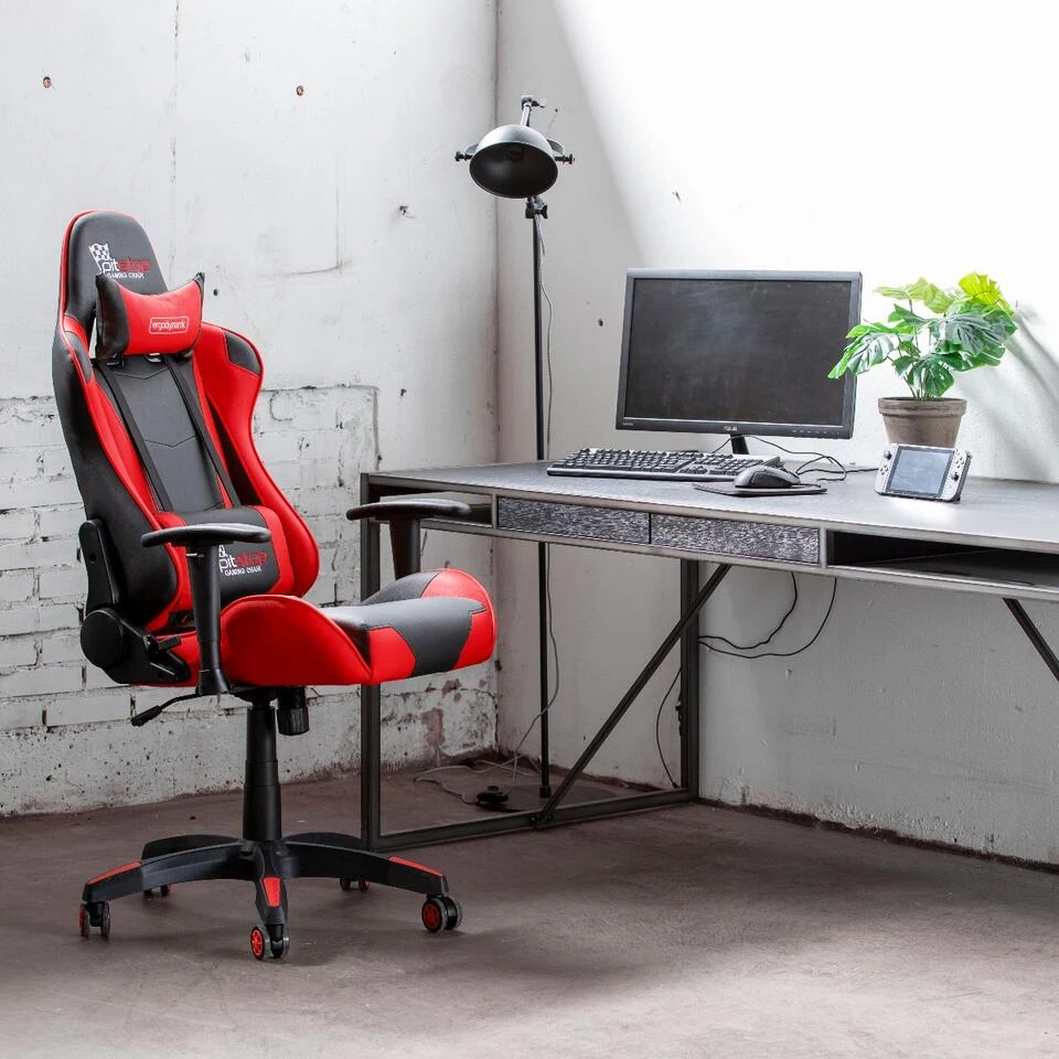 Gamestoel Rood Kimi - Gaming Stoel - Verstelbare Armleuningen 2 Gamestoel Rood Kimi - Gaming Stoel - Verstelbare Armleuningen - Afbeelding 2