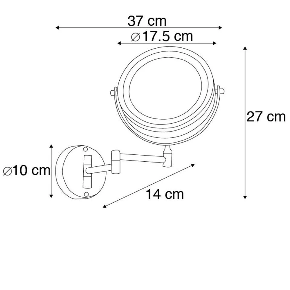 QAZQA Design Badkamerspiegel Zwart Incl. LED Verstelbaar IP44 - Vicino 3 QAZQA Design Badkamerspiegel Zwart Incl. LED Verstelbaar IP44 - Vicino - Afbeelding 3