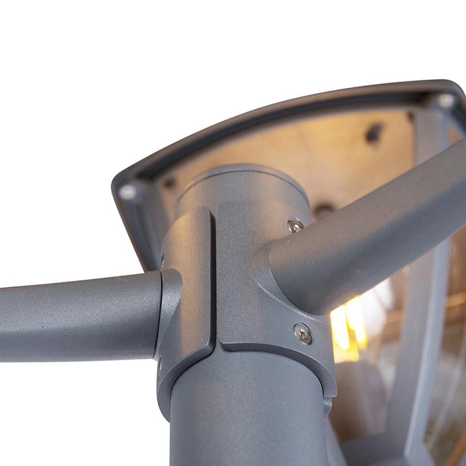 QAZQA Klassieke Buitenlantaarn Antraciet 230cm 3-lichts - Platar 2 QAZQA Klassieke Buitenlantaarn Antraciet 230cm 3-lichts - Platar - Afbeelding 2