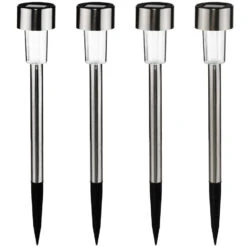 Prikspotjes - 4 Stuks - Zilverkleurig - Solar Tuinverlichting - 37 Cm