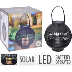 Merkloos Lantaarn - Rond - Zwart - Solar Tuinverlichting - 24 Cm -Leenbakker Winkel 1000025304 0102