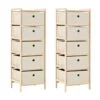 VidaXL Opbergrekken Met 5 Stoffen Manden 2 St Cederhout Beige