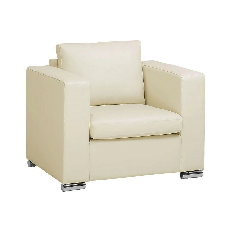 Beliani Fauteuil HELSINKI - Beige Leer 1 Beliani Fauteuil HELSINKI - Beige Leer
