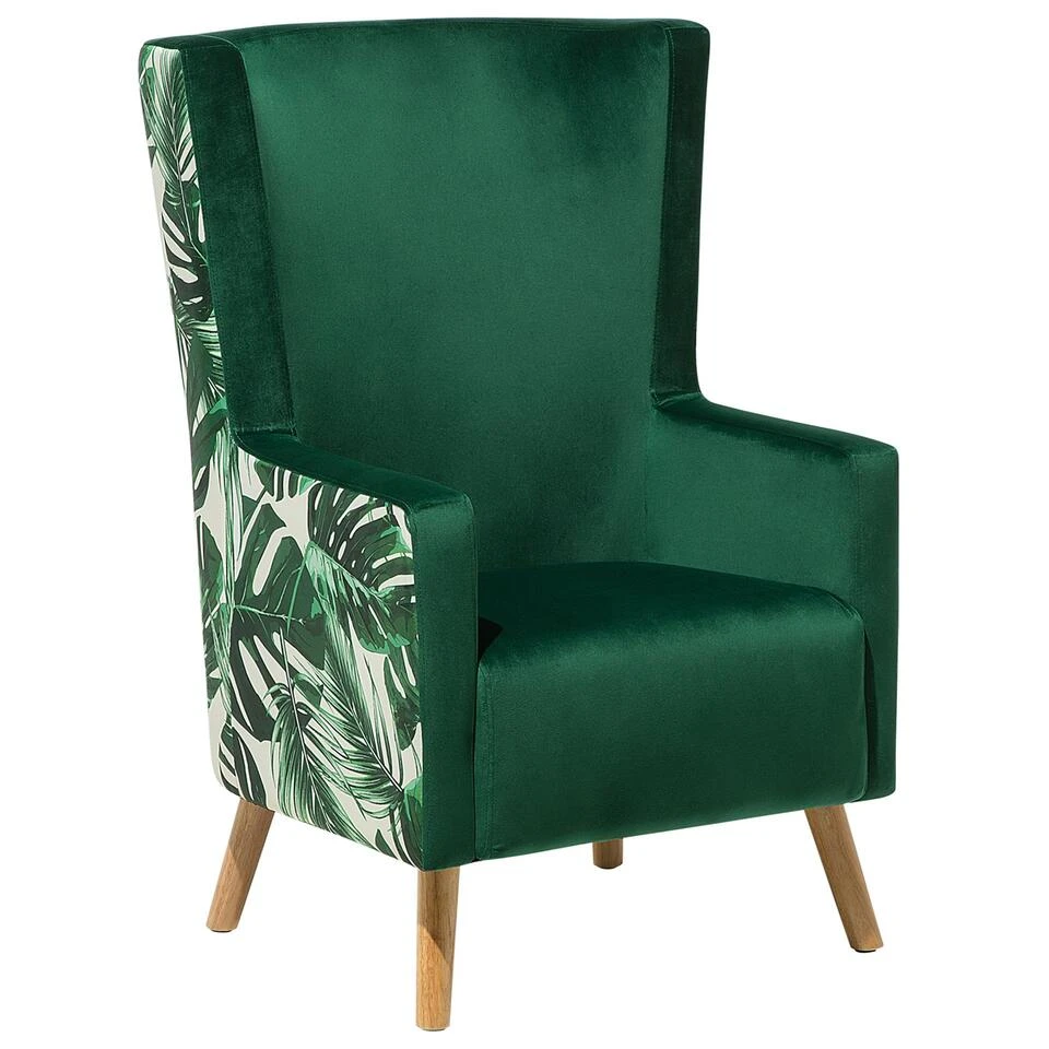Beliani Oorfauteuil ONEIDA - Groen Fluweel 1 Beliani Oorfauteuil ONEIDA - Groen Fluweel