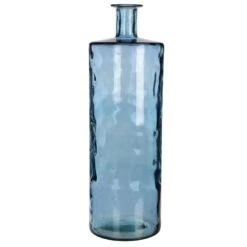 Mica Decorations Guan Glazen Fles - H75 X Ø25 Cm - Blauw
