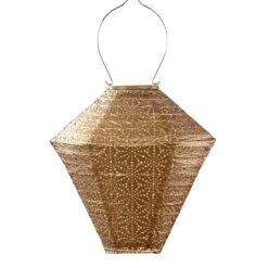 Lumiz Solar Buitenlampion Sashiko Diamond - Solar Tuinverlichting - 28 Cm - Goud