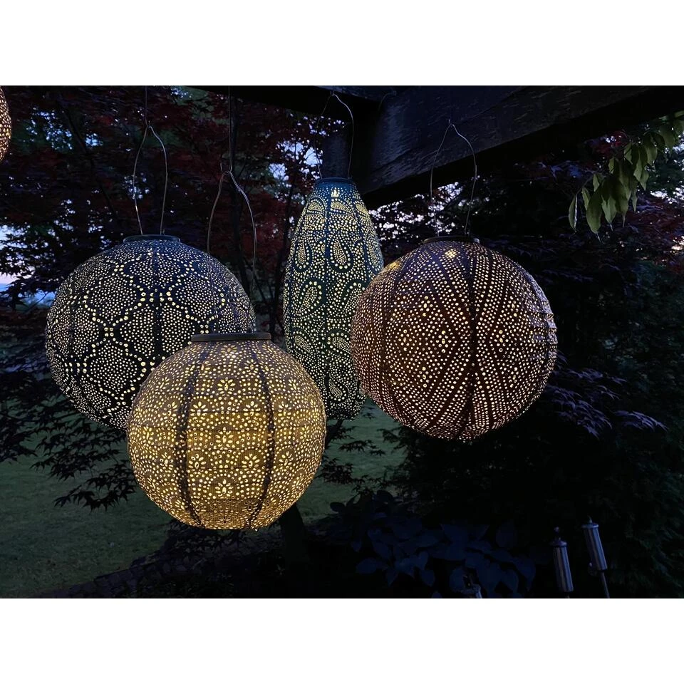 Lumiz Solar Buitenlampion Bazaar Rond - Solar Tuinverlichting - 30 Cm - Goud 4 Lumiz Solar Buitenlampion Bazaar Rond - Solar Tuinverlichting - 30 Cm - Goud - Afbeelding 4