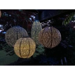 Lumiz Solar Buitenlampion Ikat Rond - Solar Tuinverlichting - 30 Cm - Petrol -Leenbakker Winkel 1000033368 0110