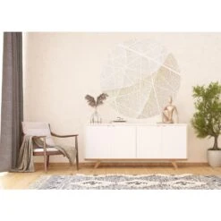 Sanders & Sanders Zelfklevende Behangcirkel - Bladeren - Beige En Wit -Leenbakker Winkel 1000037788 0103